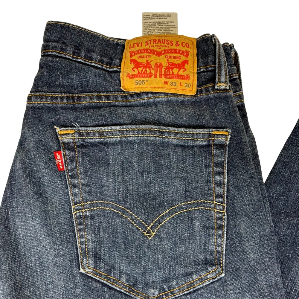 Levi's 505 Regular Fit Jeans Mens 33x30 Blue Good Straight Leg Denim - Picture 2 of 10